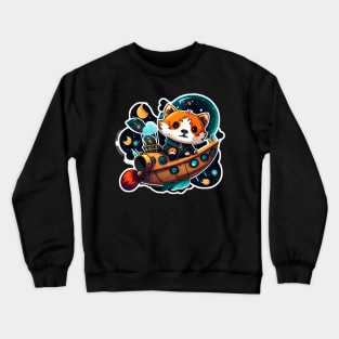 Riley the Red Panda but he's boat captain ready to plunder some treasure Sticker Crewneck Sweatshirt